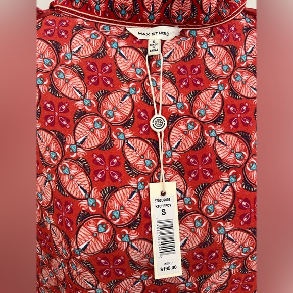 Max Studio Red Printed Kimono Top - Picture 5 of 6